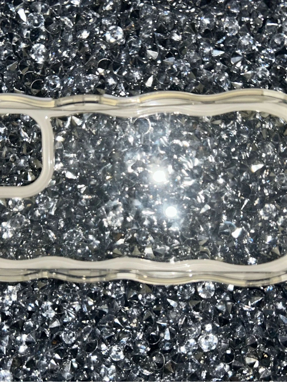 iPhone 15 Clear Glitter Wave Phone Case with White Trim